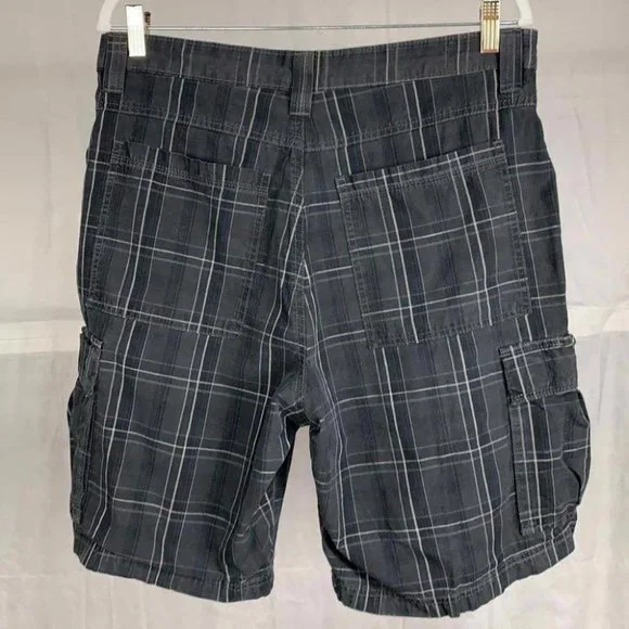 7 for $25 sale 🌟 Wrangler Men's Gray Black 100% Cotton Plaid Cargo Shorts 32 - Picture 5 of 10
